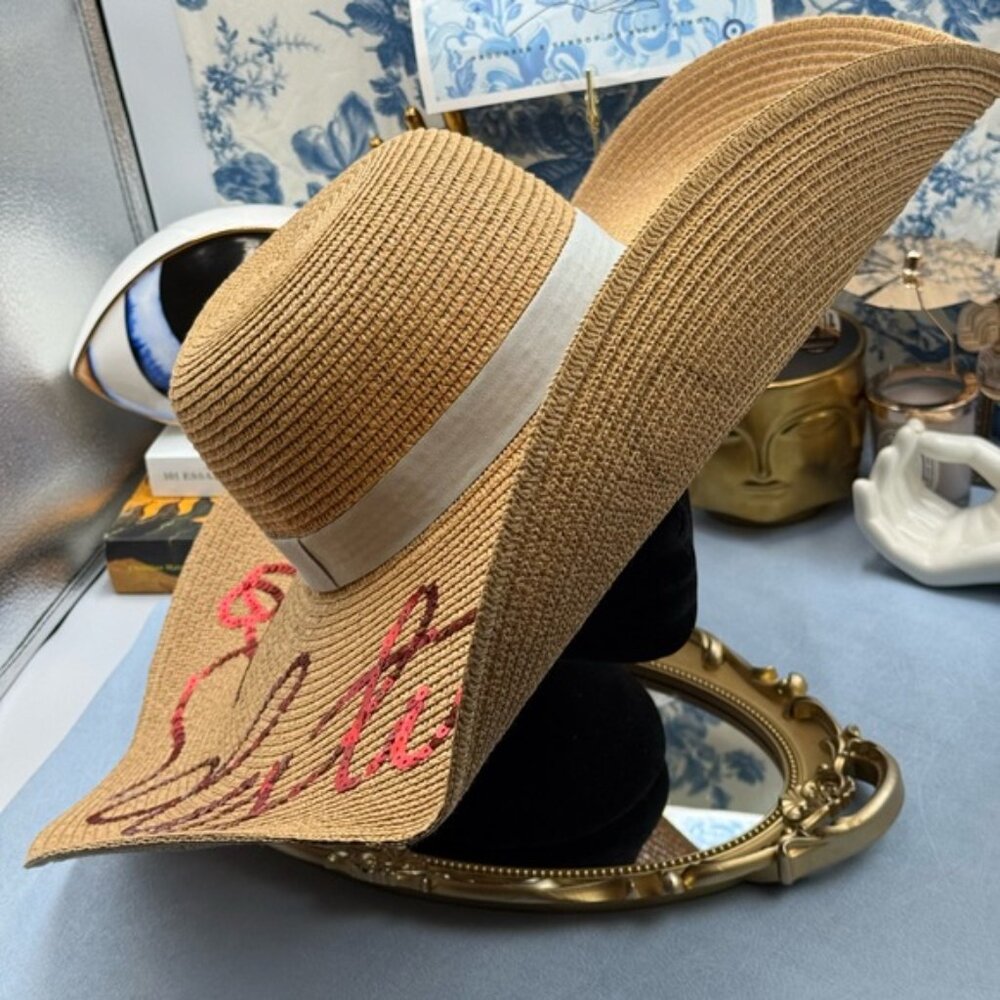 🆕 EUGENIA KIM 🧿 NWT Sunny "Do Not Disturb" Floppy Sun Hat, Brown & Red - Picture 12 of 12